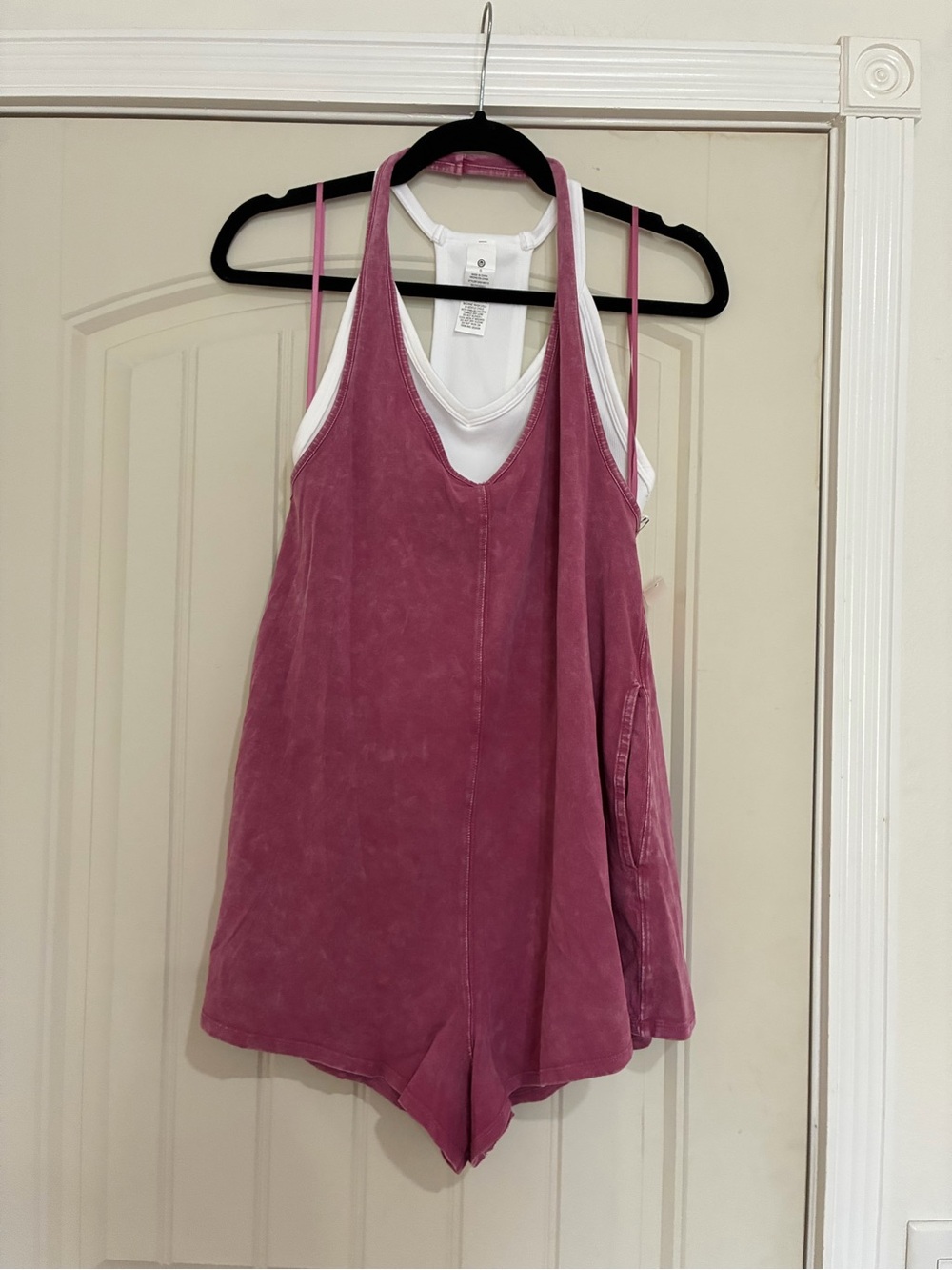 Sundry Washed Rose Halter Romper with white tank NWT size small